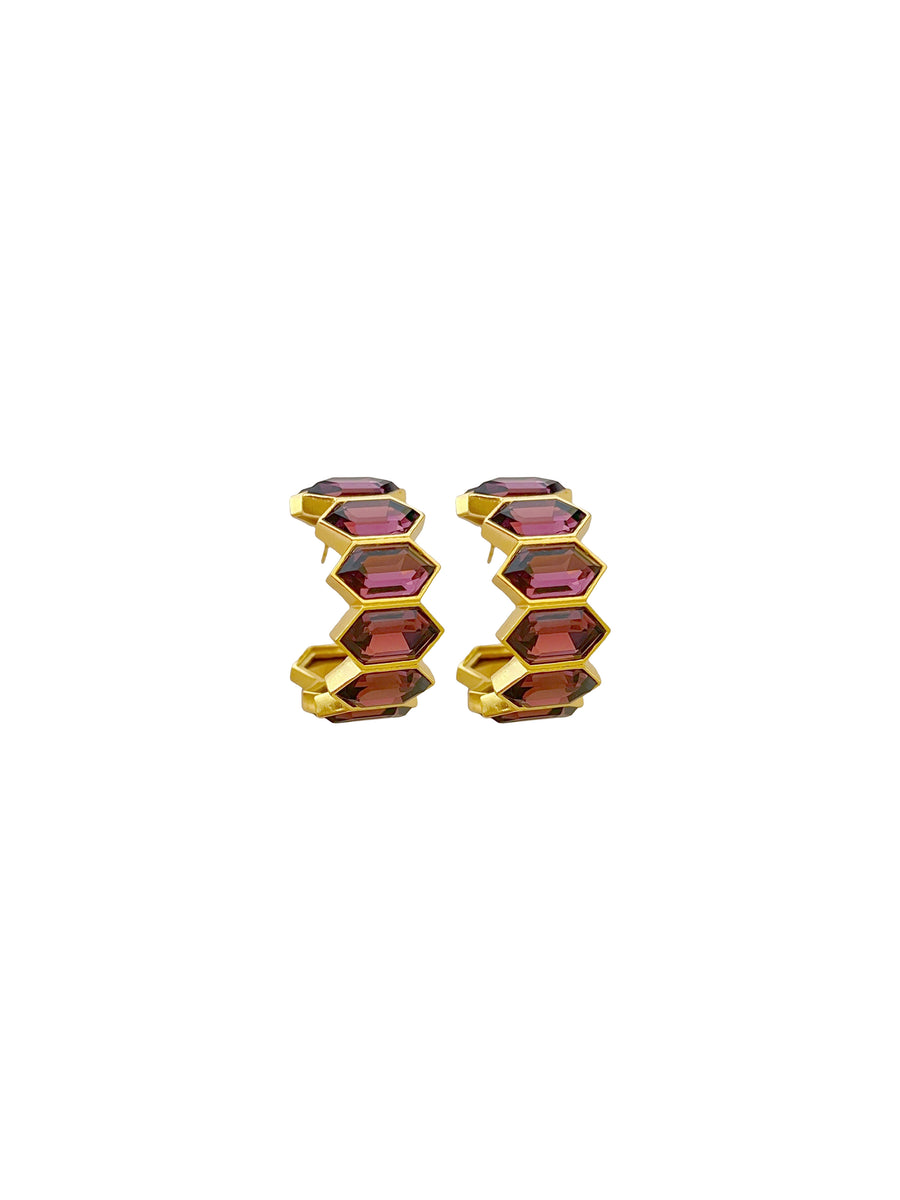 Honeycomb Gem Hoops