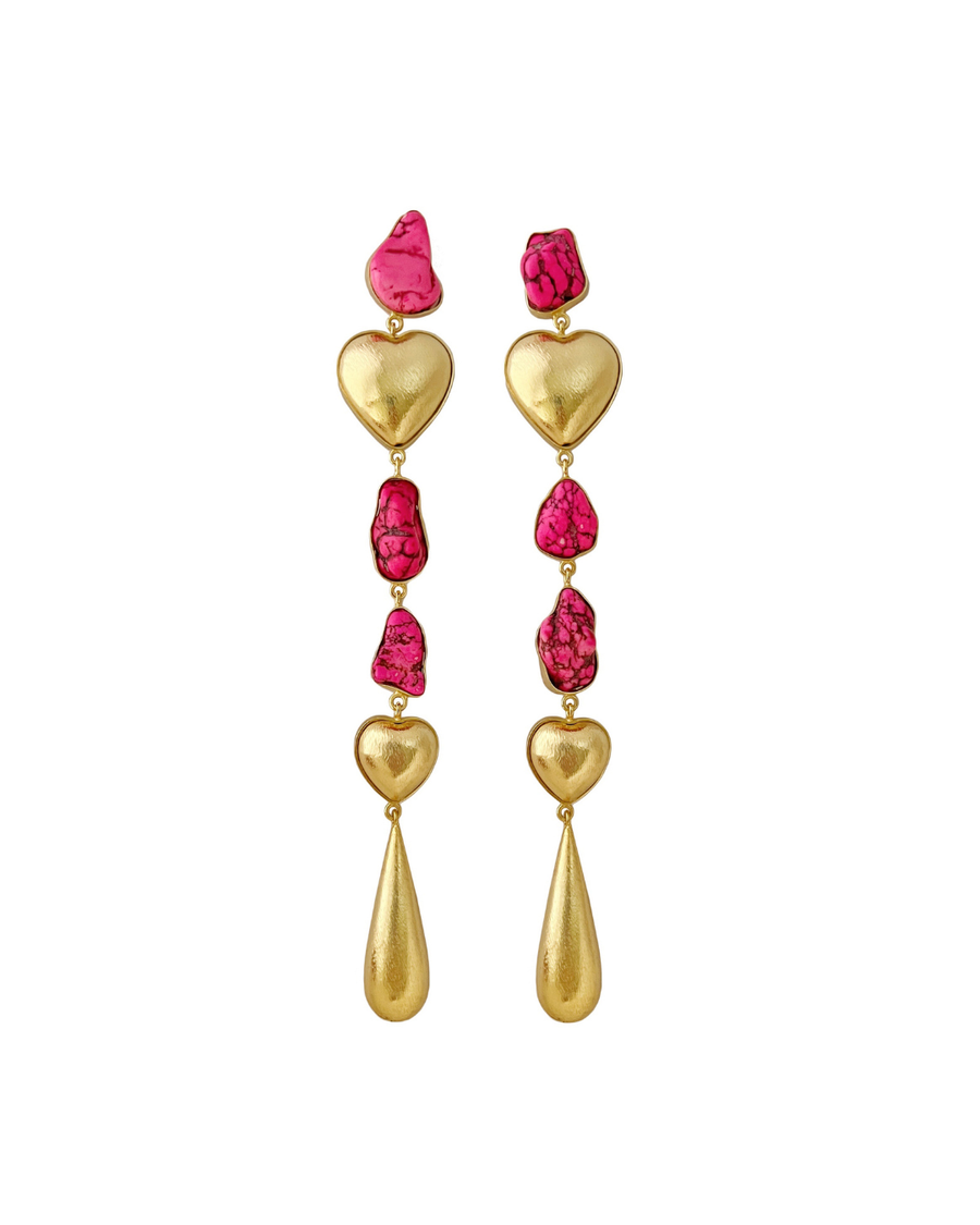 Fuschia Heart Danglers
