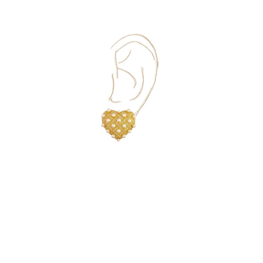 Interwoven Pearl Heart Studs