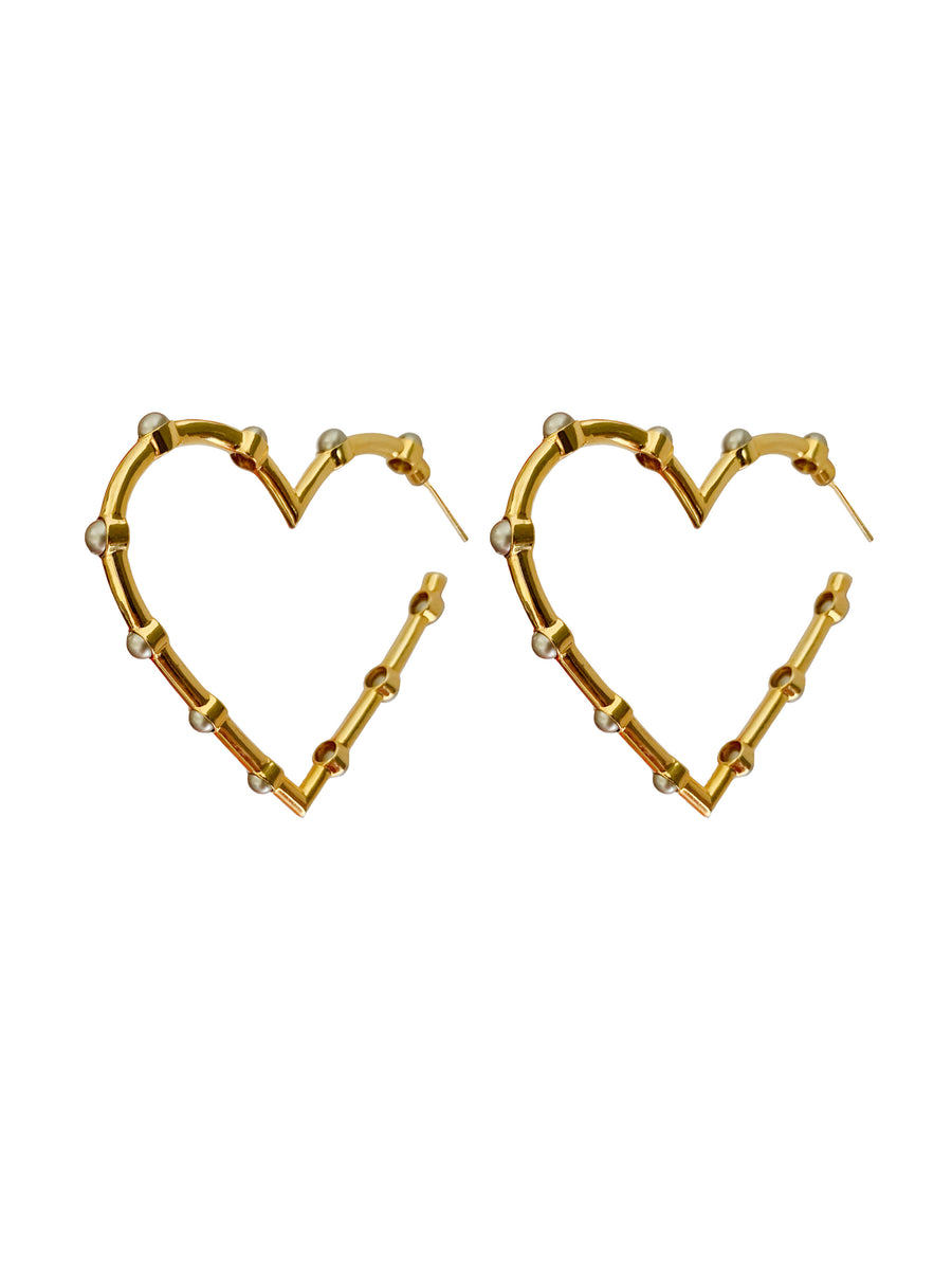 Pearl Heart Hoops